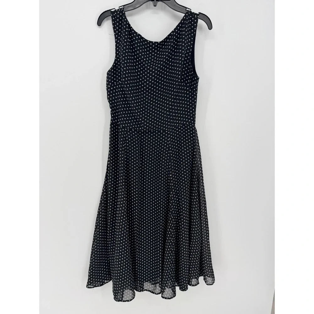 Betsey Johnson Fit and Flare Dress 2 Black EUC Polka Dot Retro Rockabilly Pinup